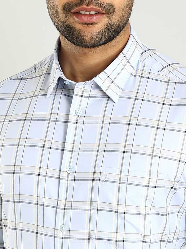 Indian Terrain Men's Regular Fit Full Sleeve Checkered Blue Shirt